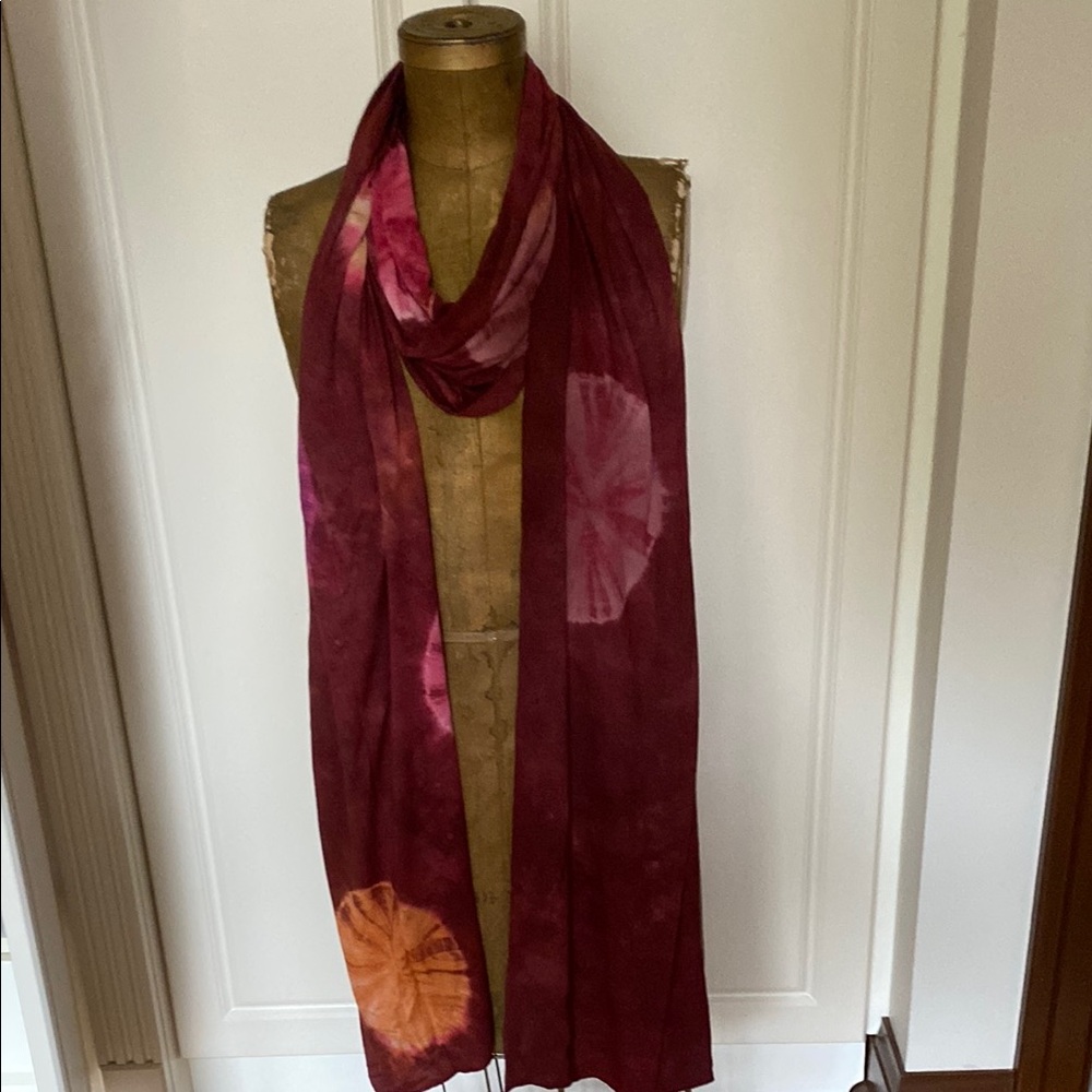 BNWOT Tie-Dye Scarf - Burgundy and Orange